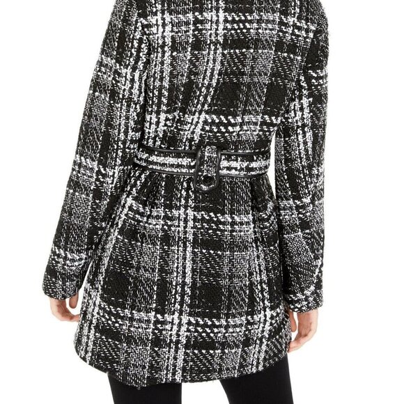 JR17 Bcx Black & White Plaid Juniors' Double-Breasted Coat - Size XL - Picture 4 of 4